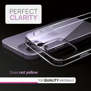 FlexGear Case for iPhone 14 Pro Max with 2X Tempered Glass Screen Protectors + 2X Camera Lens Protectors [Full Protection] - Crystal Clear