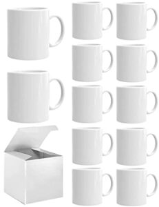 abbsh sublimation mugs, sublimation white coffee mugs tazas para sublimacion blank 11 oz with box for for coffee, soup, tea, milk, latte, hot cocoa set of 12