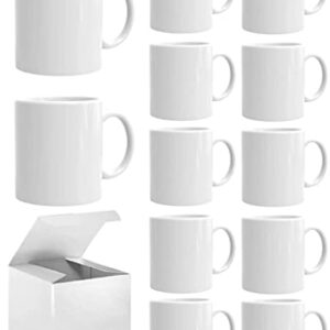 ABBSH Sublimation Mugs, Sublimation White Coffee Mugs Tazas Para Sublimacion Blank 11 OZ With Box for for Coffee, Soup, Tea, Milk, Latte, Hot Cocoa Set of 12