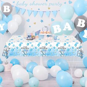 3 Pack Elephant Baby Shower Tablecloth Decorations, Elephant Baby Shower Decorations, Plastic Tablecloth Table Cover Backdrop for Baby Boy Girl Gender Baby Shower Party Supplies, 54 x 108 Inch, Blue