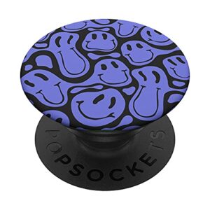 90s aesthetic pattern melting blue liquid swirl smile face popsockets swappable popgrip