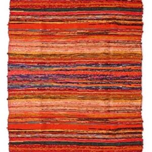 Ekakshx Multi Color Chindi Rag Rug 4X6' | Hand Woven Rug & Reversible Runner Rug | Recycled Cotton Colorful Chindi Rug for Living Room Kitchen | Rustic Rug | Runner Rugs (4 * 6 Feet, Red Color)