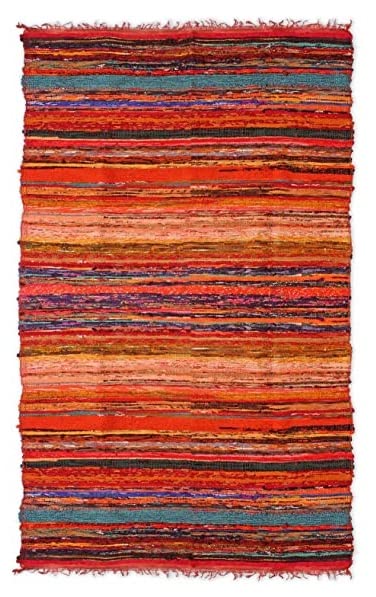 Ekakshx Multi Color Chindi Rag Rug 4X6' | Hand Woven Rug & Reversible Runner Rug | Recycled Cotton Colorful Chindi Rug for Living Room Kitchen | Rustic Rug | Runner Rugs (4 * 6 Feet, Red Color)