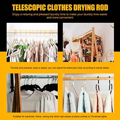 DOITOOL Closet Rod Clothesline Prop Reach Stick Closet Pole, Clothes Hook Pole, Retractable Closet Pole for Outdoor Clothesline, Closet, Ceiling, Shelf Clothes Hanger Rod Coat Hanger