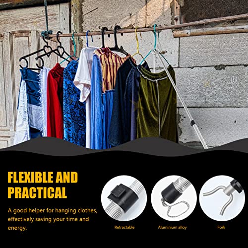 DOITOOL Closet Rod Clothesline Prop Reach Stick Closet Pole, Clothes Hook Pole, Retractable Closet Pole for Outdoor Clothesline, Closet, Ceiling, Shelf Clothes Hanger Rod Coat Hanger