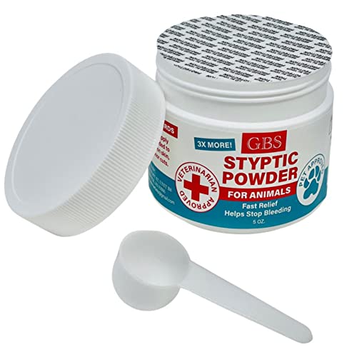 G.B.S 5 oz Styptic Powder for Animals Dogs with Sealed Top + Scoop, Cats & Birds Cutting Nails - Stop Bleeding Styptic Clotting Blood Powder – Easy to Apply