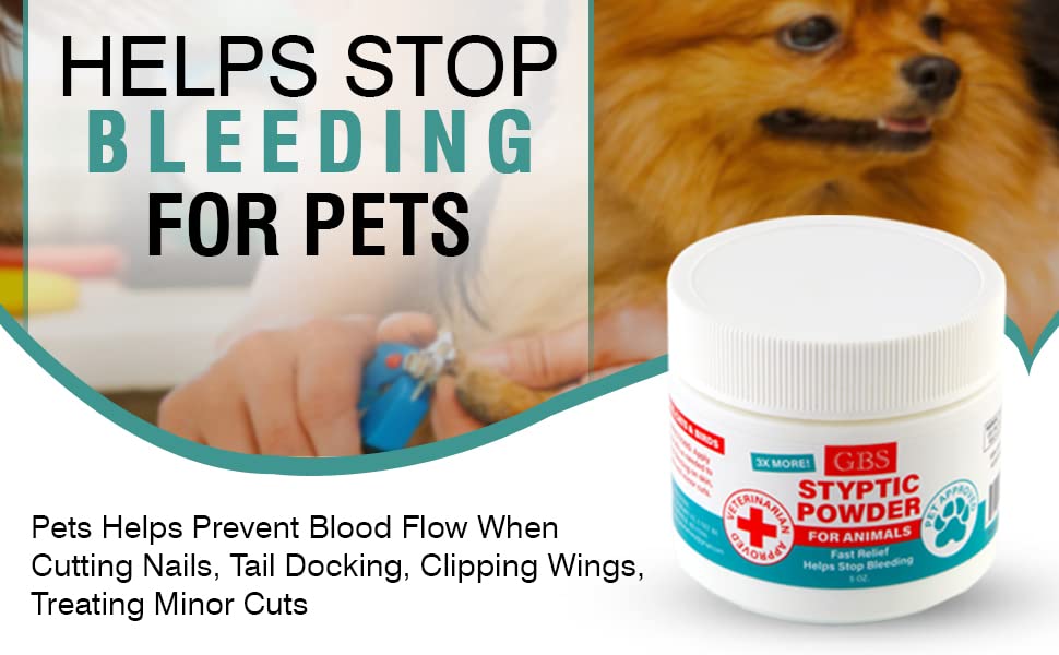 G.B.S 5 oz Styptic Powder for Animals Dogs with Sealed Top + Scoop, Cats & Birds Cutting Nails - Stop Bleeding Styptic Clotting Blood Powder – Easy to Apply