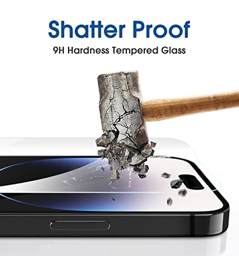 amFilm Screen Protector OneTouch Compatible for iPhone 14 Pro Max (6.7") 2022 with Camera Lens Protector, Easiest Installation, Dynamic Island Compatible, Bubble Free, Tempered Glass, 2+2 Pack