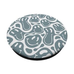 aesthetic trippy green liquid swirl dripping smile face PopSockets Standard PopGrip