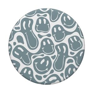 aesthetic trippy green liquid swirl dripping smile face PopSockets Standard PopGrip