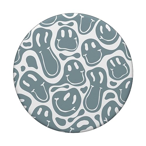 aesthetic trippy green liquid swirl dripping smile face PopSockets Standard PopGrip