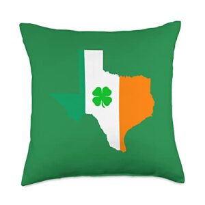 funny saint patrick's day apparel irish flag texas state st patrick's day throw pillow, 18x18, multicolor