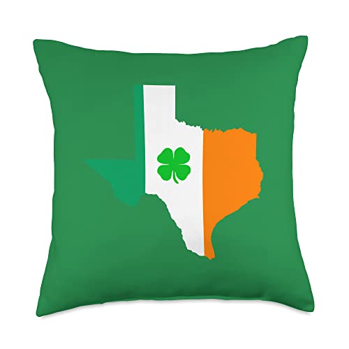 Funny Saint Patrick's Day Apparel Irish Flag Texas State St Patrick's Day Throw Pillow, 18x18, Multicolor