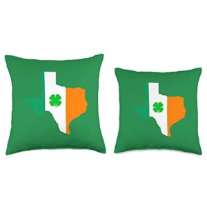 Funny Saint Patrick's Day Apparel Irish Flag Texas State St Patrick's Day Throw Pillow, 18x18, Multicolor