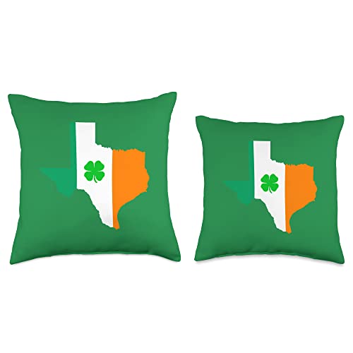 Funny Saint Patrick's Day Apparel Irish Flag Texas State St Patrick's Day Throw Pillow, 18x18, Multicolor