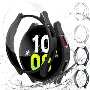 [5+5pack] spguard galaxy watch 5/watch 4 44mm screen protector case cover,tempered glass galaxy watch 5/4 screen protector & watch 5/4 case cover hard pc bumper for samsung galaxy watch 5/4 44mm