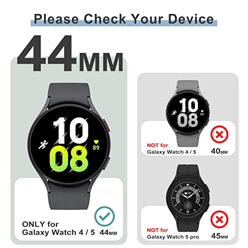 [5+5Pack] SPGUARD Galaxy Watch 5/Watch 4 44mm Screen Protector Case Cover,Tempered Glass Galaxy Watch 5/4 Screen Protector & Watch 5/4 Case Cover Hard PC Bumper for Samsung Galaxy Watch 5/4 44mm