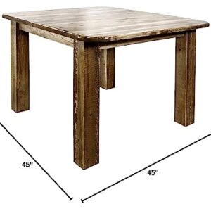 Montana Woodworks, Stain & Clear Lacquer Finish Homestead Collection 4-Post Dining Table, Square, Brown