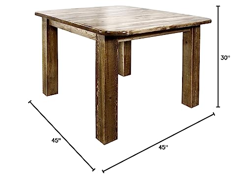Montana Woodworks, Stain & Clear Lacquer Finish Homestead Collection 4-Post Dining Table, Square, Brown