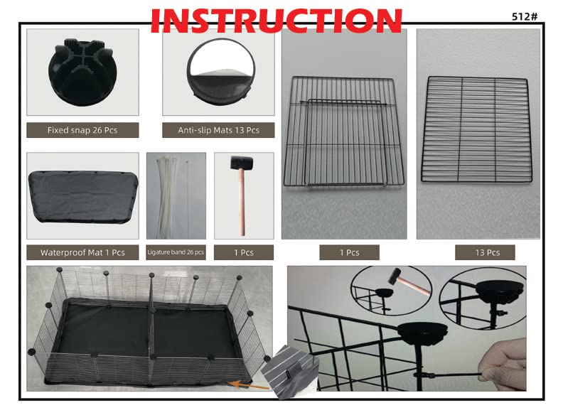 48" Extra Large Dwarf Rabbit Habitat Guinea Pig Play Yard Hamster Critters Turtle Enclosure Center Divider Room Door Mouse Mice Bunny with Bottom Canvas