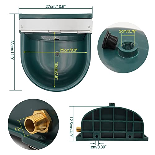 MINYULUA Automatic Livestock Waterer Bowl with Brass Float Valve and 39 inch Braided Hose Large Dog Water Dispenser Cow Drinking Trough for Dogs Horse Cattle Goat Donkey Pig