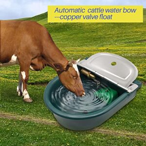 MINYULUA Automatic Livestock Waterer Bowl with Brass Float Valve and 39 inch Braided Hose Large Dog Water Dispenser Cow Drinking Trough for Dogs Horse Cattle Goat Donkey Pig