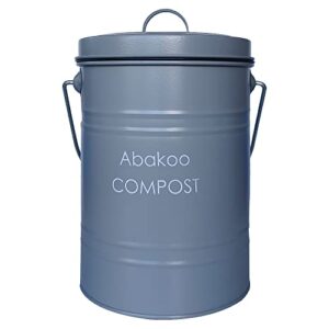 Abakoo Stainless Steel Compost Bin - Premium Grade 304 Stainless Steel Kitchen Composter - Includes 4 Charcoal Filter, Indoor Countertop Kitchen Recycling Bin Pail (1.0 Gallon (Gray))