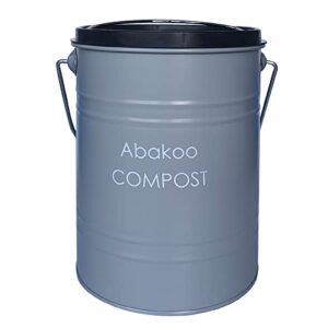 Abakoo Stainless Steel Compost Bin - Premium Grade 304 Stainless Steel Kitchen Composter - Includes 4 Charcoal Filter, Indoor Countertop Kitchen Recycling Bin Pail (1.0 Gallon (Gray))