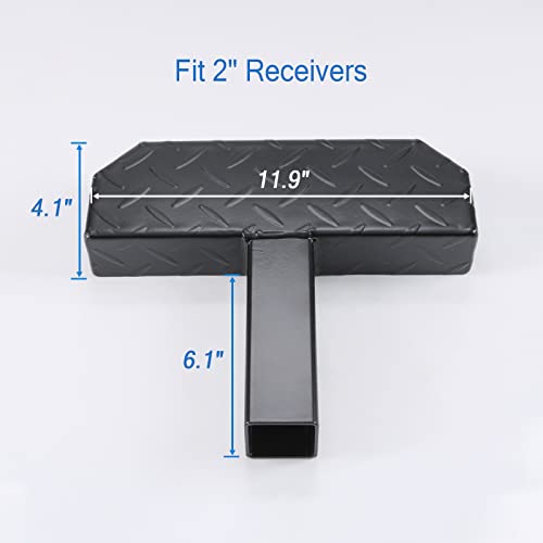 DICMIC Hitch Step Anti Slip and Rust Towing Bumper Guard for Most Car SUV Truck Pickup with Pin Fit 2” Receiver, 11.8” Length