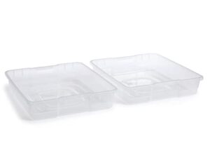 rubbermaid tray for 71 qt cleverstore clear plastic storage bins, pack of 2, clear plastic tray with built-in handles, maximize storage, great for small or delicate items