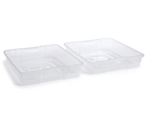 Rubbermaid Tray for 71 Qt Cleverstore Clear Plastic Storage Bins, Pack of 2, Clear Plastic Tray with Built-In Handles, Maximize Storage, Great for Small or Delicate Items