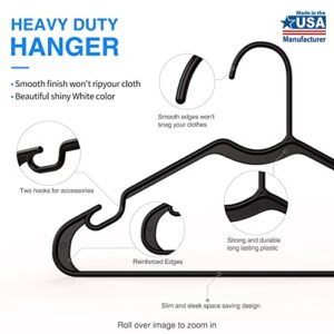 Sehloran Plastic Hangers 50 Pack,Space Saving Notched Hangers, Space Saving Slim Hangers, Heavy Duty Clothes Hanger for Coats,Pants,Dress,Shirts,White&Black,Made in USA