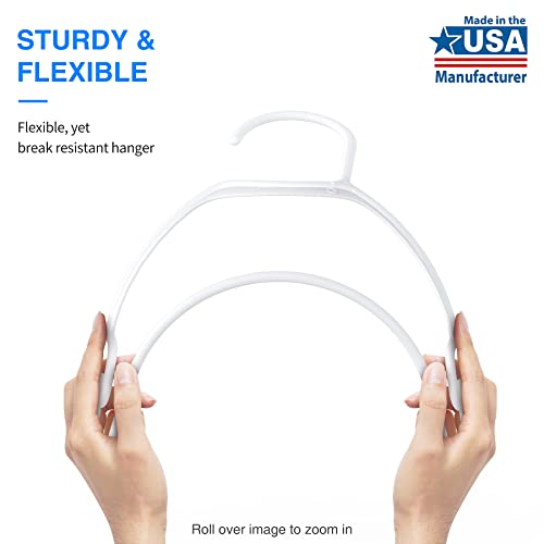 Sehloran Plastic Hangers 50 Pack,Space Saving Notched Hangers, Space Saving Slim Hangers, Heavy Duty Clothes Hanger for Coats,Pants,Dress,Shirts,White&Black,Made in USA
