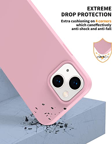 Amytor Designed for iPhone 14 Case, Silicone Ultra Slim Shockproof Phone Case with Soft Anti-Scratch Microfiber Lining, [Enhanced Camera Protection] 6.1 inch (Pink)