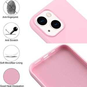 Amytor Designed for iPhone 14 Case, Silicone Ultra Slim Shockproof Phone Case with Soft Anti-Scratch Microfiber Lining, [Enhanced Camera Protection] 6.1 inch (Pink)