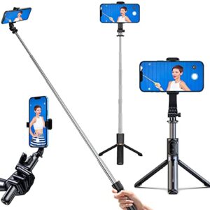 absob selfie stick tripod, all in one extendable portable 43" iphone tripod selfie stick with bluetoioth wireless remote compatible with iphone 13 12 11 pro xs max xr x galaxy note10/s20/s10