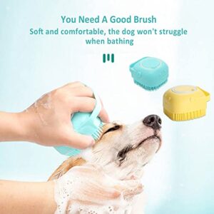 Dog Bath Brush, Soft Silicone Rubber Dog Grooming Brush Pet Massage Brush Shampoo Dispenserfor Short Long Haired Dogs and Cats Washing Shower(blue)