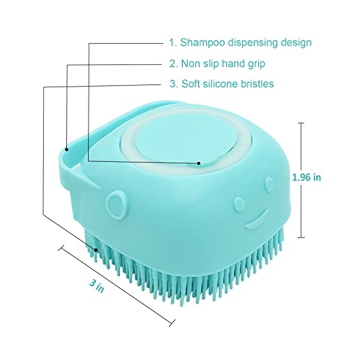 Dog Bath Brush, Soft Silicone Rubber Dog Grooming Brush Pet Massage Brush Shampoo Dispenserfor Short Long Haired Dogs and Cats Washing Shower(blue)