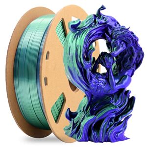 sikenho 3d printer filament, pla filament dark green and blue silk pla dual color co-extrusion pla filament 1.75mm 1kg spool (2.2lbs), dimensional accuracy +/- 0.02mm, fit most fdm printer & 3d pen