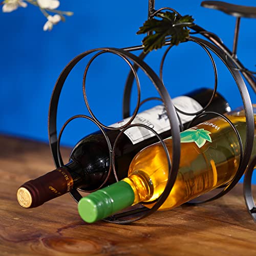 Ironlux Countertop Wine Rack 3 Bottle Tabletop Wine Rack Wine Holder for Display Wine Storage Small Wine Rack Bicycle Shaped Wine Racks for Kitchen Countertop Table Top