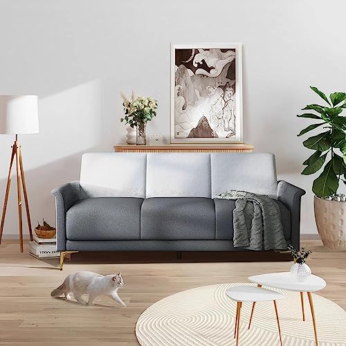 Meeyar Comfortable 3 Seater Sofa Couch, Modern Grey Upholstered Fabric Sofa for Living Room, Comfy Sofas Couches for Office Bedroom Apartment, Metal Sofa Legs, Foldable Tray Arm, 79 Inches