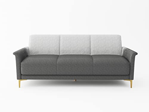 Meeyar Comfortable 3 Seater Sofa Couch, Modern Grey Upholstered Fabric Sofa for Living Room, Comfy Sofas Couches for Office Bedroom Apartment, Metal Sofa Legs, Foldable Tray Arm, 79 Inches