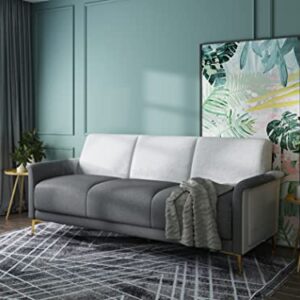 Meeyar Comfortable 3 Seater Sofa Couch, Modern Grey Upholstered Fabric Sofa for Living Room, Comfy Sofas Couches for Office Bedroom Apartment, Metal Sofa Legs, Foldable Tray Arm, 79 Inches