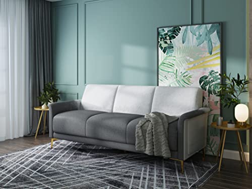 Meeyar Comfortable 3 Seater Sofa Couch, Modern Grey Upholstered Fabric Sofa for Living Room, Comfy Sofas Couches for Office Bedroom Apartment, Metal Sofa Legs, Foldable Tray Arm, 79 Inches