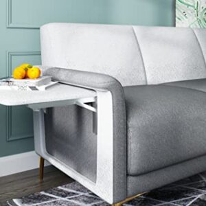 Meeyar Comfortable 3 Seater Sofa Couch, Modern Grey Upholstered Fabric Sofa for Living Room, Comfy Sofas Couches for Office Bedroom Apartment, Metal Sofa Legs, Foldable Tray Arm, 79 Inches