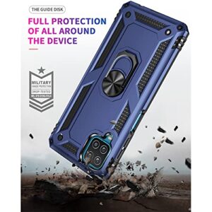 for Samsung Galaxy A12 Phone Case, Samsung A12 Case with HD Screen Protector, [Military Grade 16ft. Drop Tested] Ring Shockproof Protective Phone Case for Samsung Galaxy A12,Blue