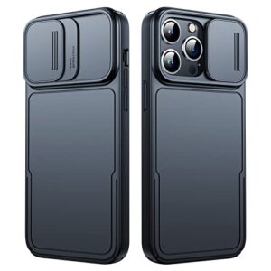 Simtect Designed for iPhone 14 Pro Max Case with Sliding Camera Cover, Shockproof & Military-Grade Protective Silicone Phone Case for iPhone 14 Pro Max 6.7 inch - Black