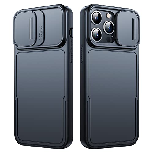 Simtect Designed for iPhone 14 Pro Max Case with Sliding Camera Cover, Shockproof & Military-Grade Protective Silicone Phone Case for iPhone 14 Pro Max 6.7 inch - Black