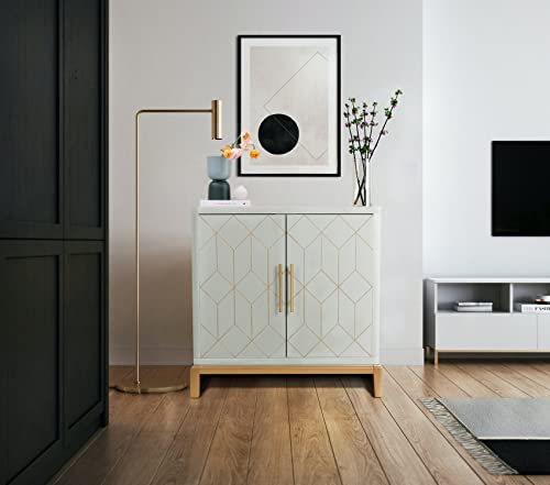HLR Green Accent Cabinet with Gold Trim,Storage Cabinet with Doors,Modern Wooden Sideboard, Side Cabinets for Bedroom, Living Room, Kitchen, Office and Hallway