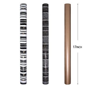 Wrapping Paper Roll(Mini Roll/3Roll),3 Different Gold Black Design Suitable for birthday, wedding gift packaging -17 inch X 120 inch Per roll